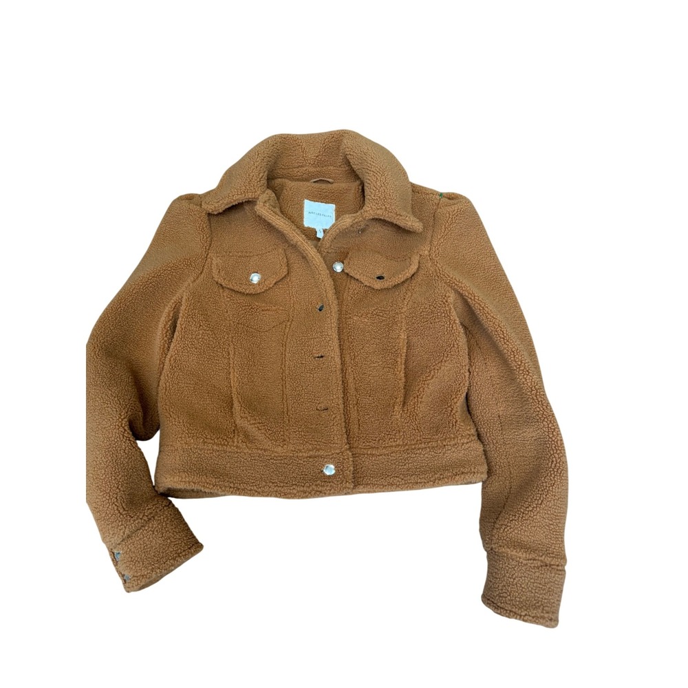 Avec Les Filles Camel Brown Faux Fur Sherpa Trucker Jacket Womens Small 82773